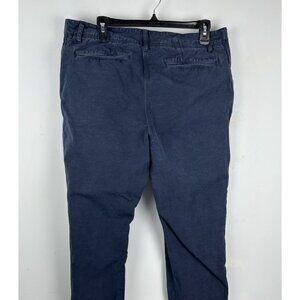 Taylor Stitch Chino Pants Mens 31x32 Navy Blue Organic Cotton Linen Slim Zip Fly